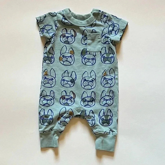 Tea Collection Baby Romper Frenchies Pattern 0-3 Months Onesie - Picture 1 of 4